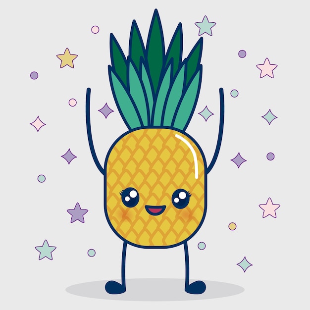 Kawaii ananas icoon