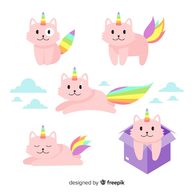 Kawaii caticorn karakterverzameling