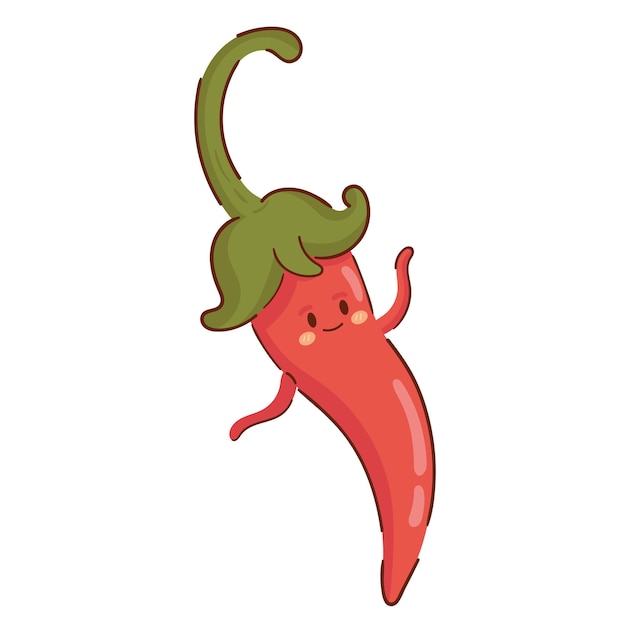 Gratis vector kawaii chili peper groente cartoon icoon