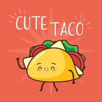 Kawaii fastfood schattige taco illustratie