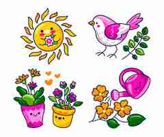 Gratis vector kawaii lente stickers set