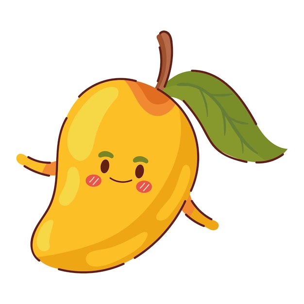 Gratis vector kawaii mango fruit cartoon icoon