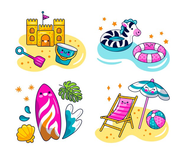 Kawaii vakantie stickers collectie