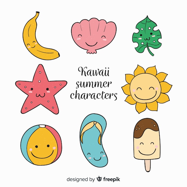 Kawaii zomer karakter collectie