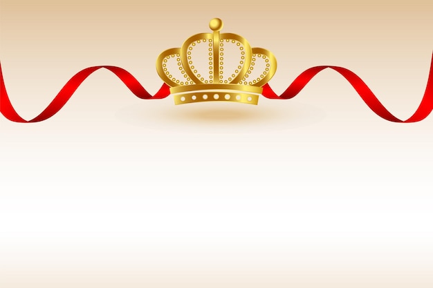 Gratis vector keizer gouden kroon achtergrond met rood lint voor koninklijke ceremonie