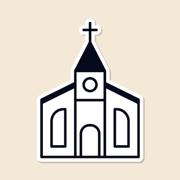 Kerk plaats van aanbidding sticker ontwerp element vector