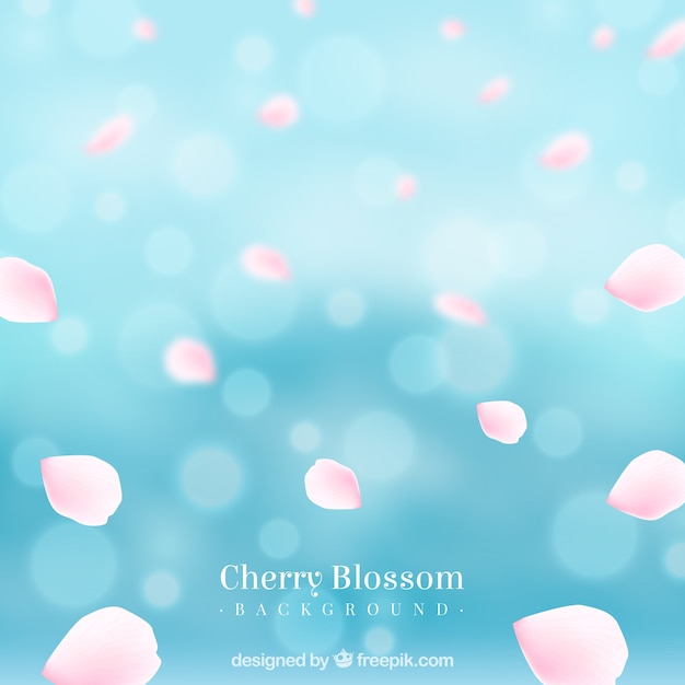 Gratis vector kersenbloesem bloemblaadjes achtergrond in realistische stijl