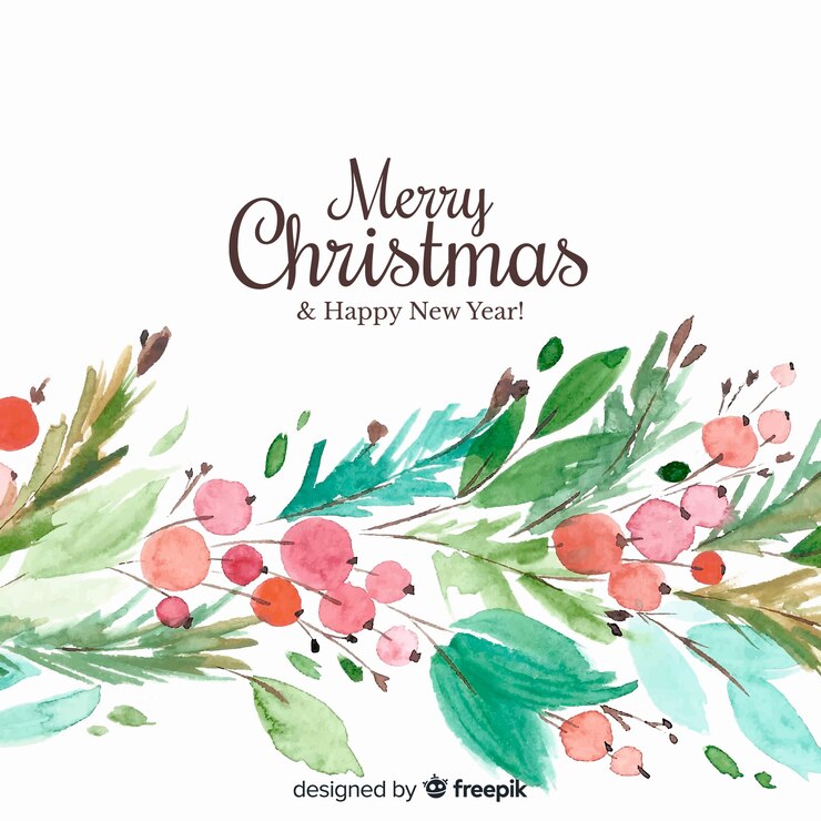 Gratis Vector kerst achtergrond in aquarel ontwerp