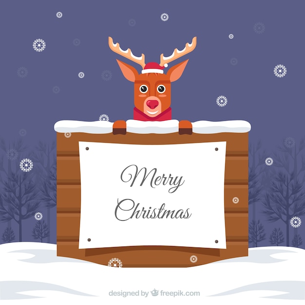 Gratis vector kerst achtergrond met rendier