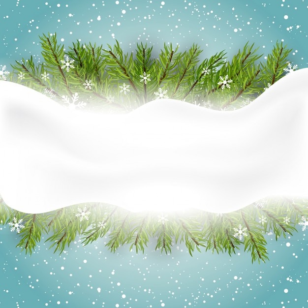 Gratis Vector kerst achtergrond met sneeuw en sparrentakken