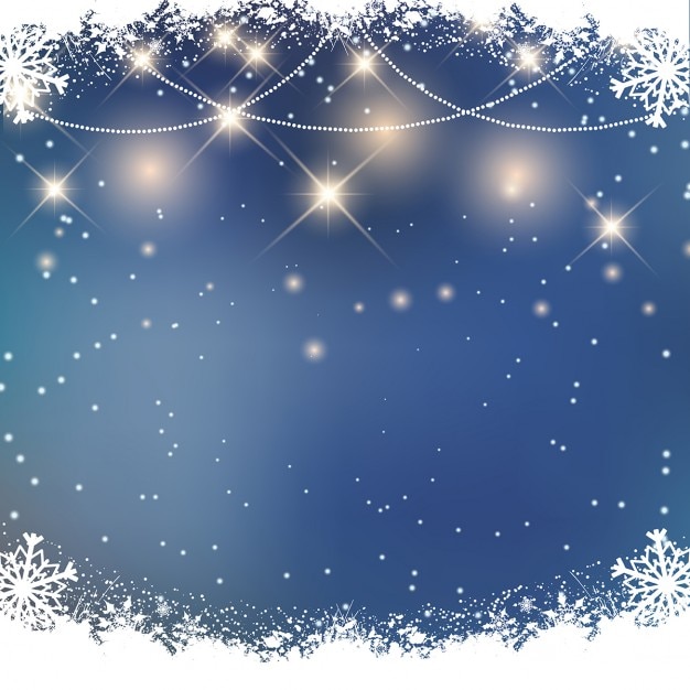 Gratis vector kerst achtergrond met sneeuwvlokken en verlichting