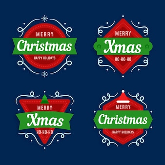 Kerst badge collectie in plat design