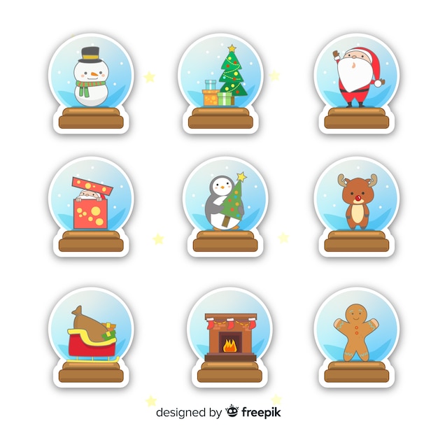 Kerst badge-collectie in plat ontwerp