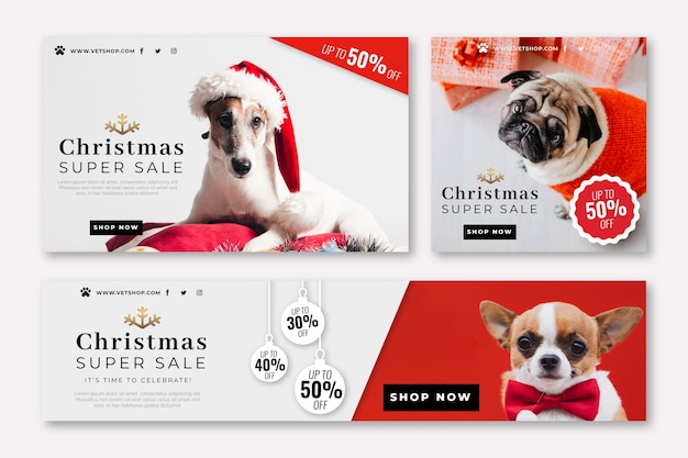 Kerst banners met foto set