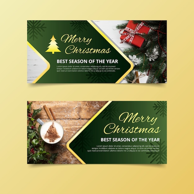 Gratis vector kerst banners sjabloon met foto