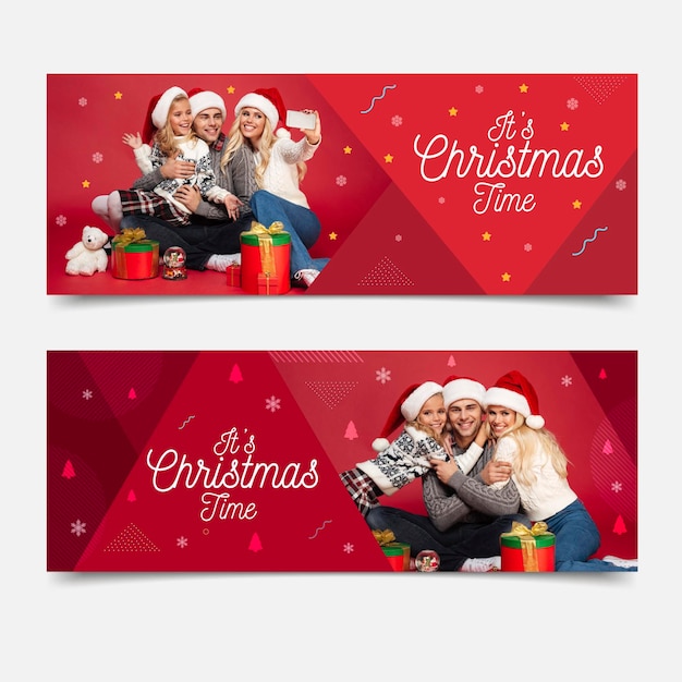 Kerst banners sjabloon met foto