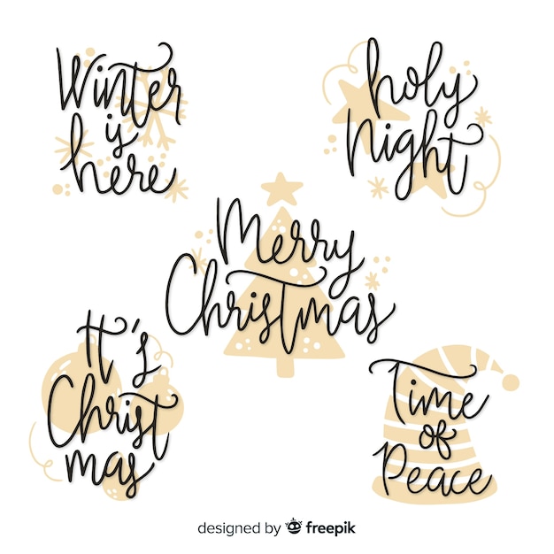 Gratis vector kerst belettering badge collectie