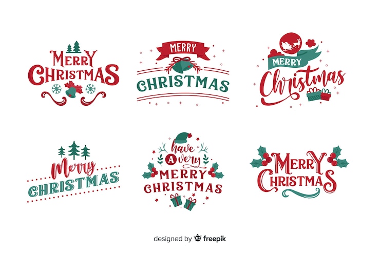 Gratis Vector kerst belettering badge op witte achtergrond
