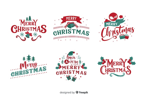 Kerst belettering badge op witte achtergrond