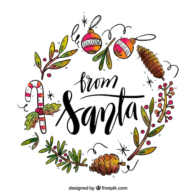 Gratis vector kerst belettering met florale decoratie