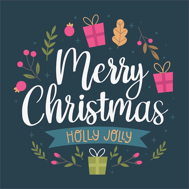 Gratis vector kerst belettering met heden