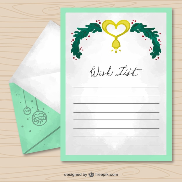 Gratis vector kerst brief sjabloon met vintage envelop