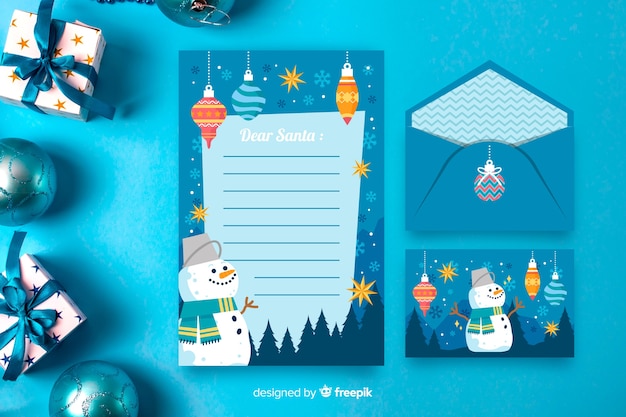 Kerst briefpapier sjabloon in plat ontwerp