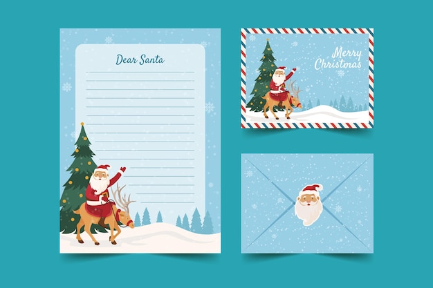 Kerst briefpapier sjabloon in plat ontwerp