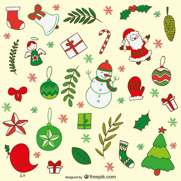 Gratis vector kerst cartoon decoratie