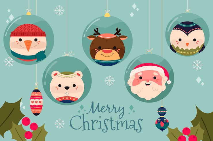 Gratis Vector kerst concept in plat ontwerp