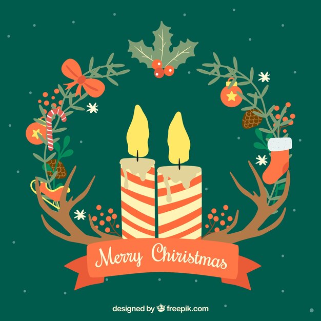 Gratis vector kerst decoratieve kaarsen achtergrond