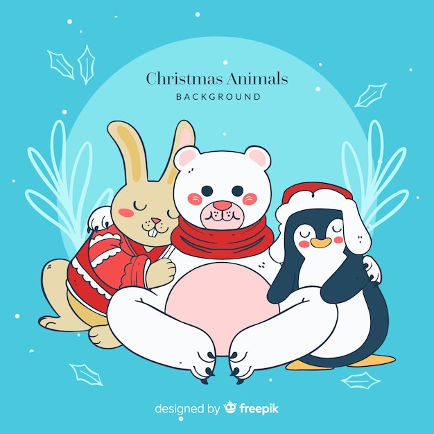 Gratis vector kerst dieren achtergrond