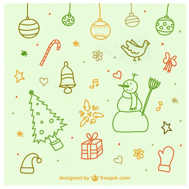 Gratis vector kerst doodles set