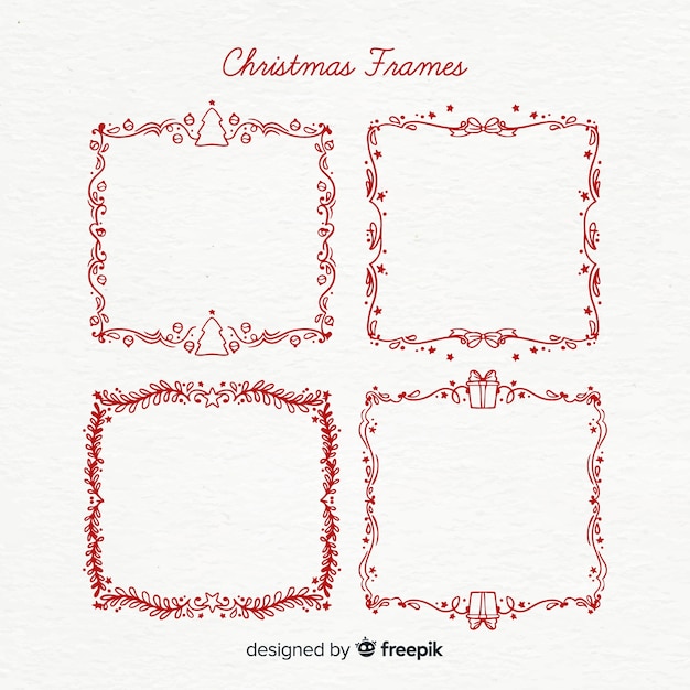 Gratis vector kerst eenvoudig frame pack