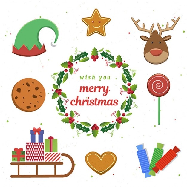 Gratis vector kerst elementen en pictogrammen