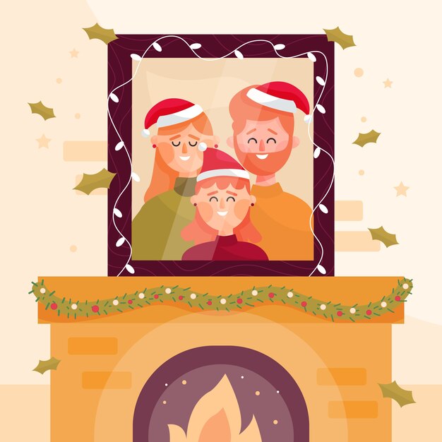 Gratis vector kerst familie scène concept in plat ontwerp