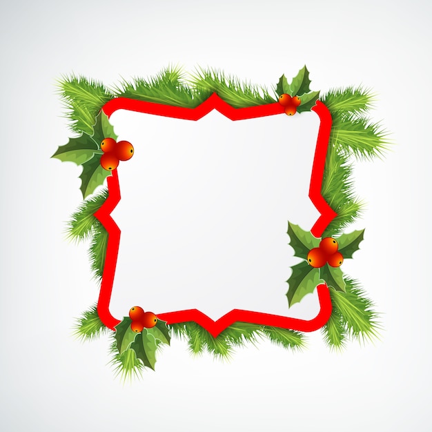 Gratis vector kerst frame versierd met maretak bladeren op wit