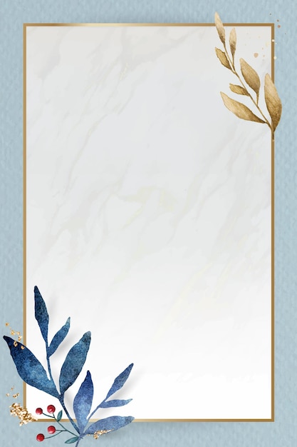 Kerst gouden rechthoek frame op blauw papier achtergrond vector