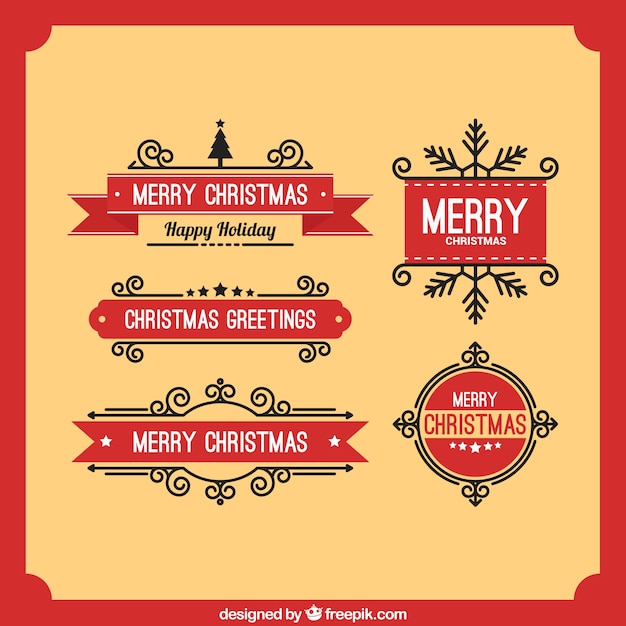 Gratis vector kerst groeten red label