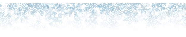 Kerst horizontale naadloze banner of achtergrond van vele lagen sneeuwvlokken in verschillende vormen, maten en transparantie. verloop van lichtblauw naar wit