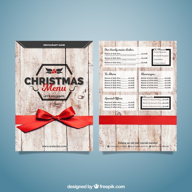 Kerst houten menu