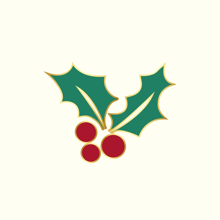 Gratis Vector kerst hulst bladeren ontwerp vector