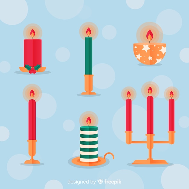 Gratis vector kerst kaarsen collectie