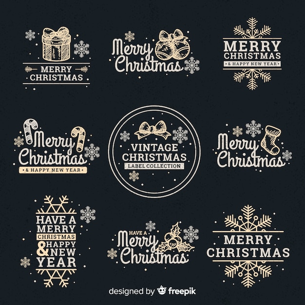 Kerst kalligrafische contrast badge collectie