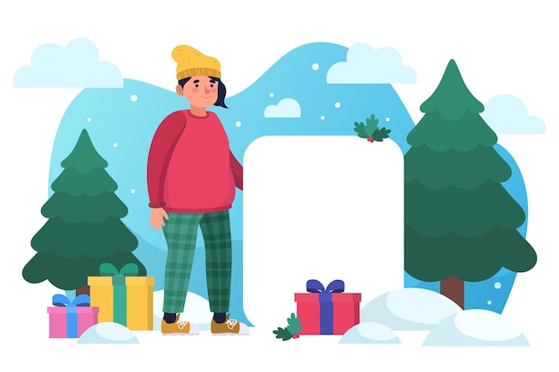 Gratis vector kerst karakter met lege banner