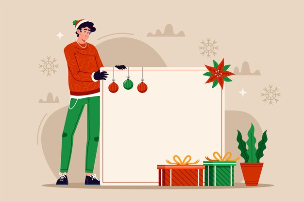 Gratis vector kerst karakter met lege banner