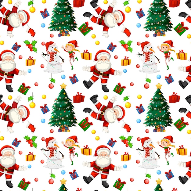 Gratis vector kerst kerstman naadloos patroon