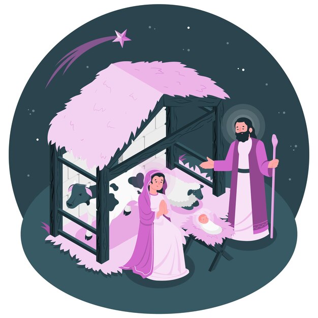 Kerst kribbe concept illustratie