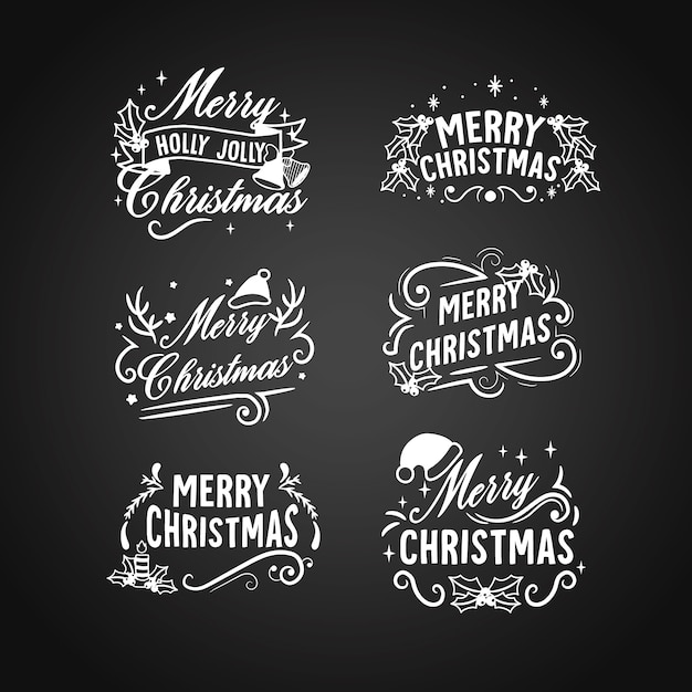 Gratis vector kerst label collectie op blackboard