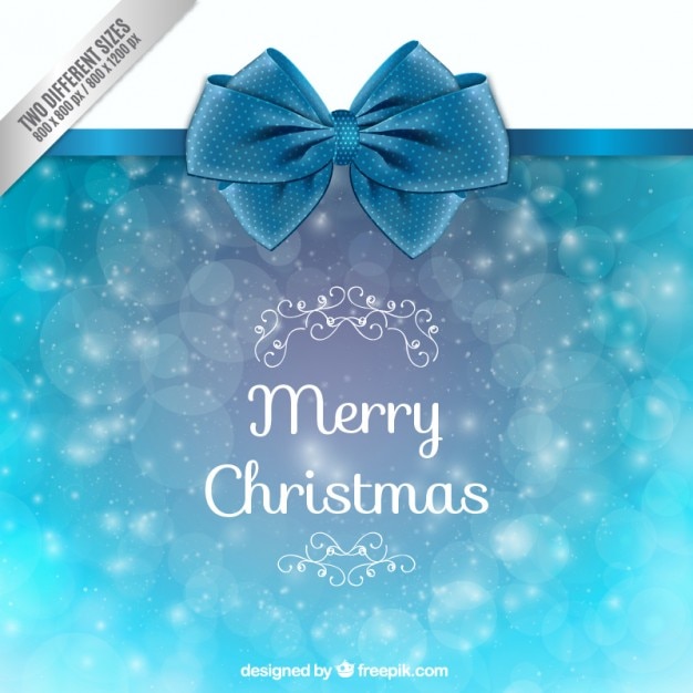 Gratis vector kerst lichtblauwe achtergrond met bow